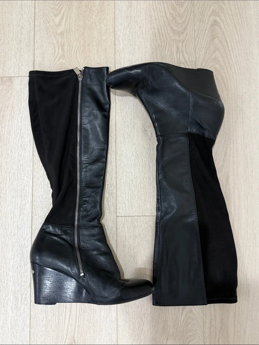 MICHAEL Michael Kors Black Over-the-Knee Wedge Boots